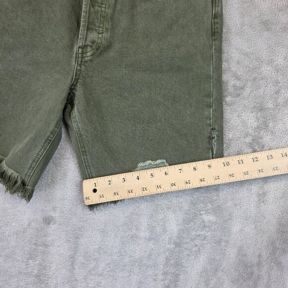 We The Free Denim Shorts Womens 27 Green Distressed Button Fly Raw Hem Cutoff - Picture 8 of 14